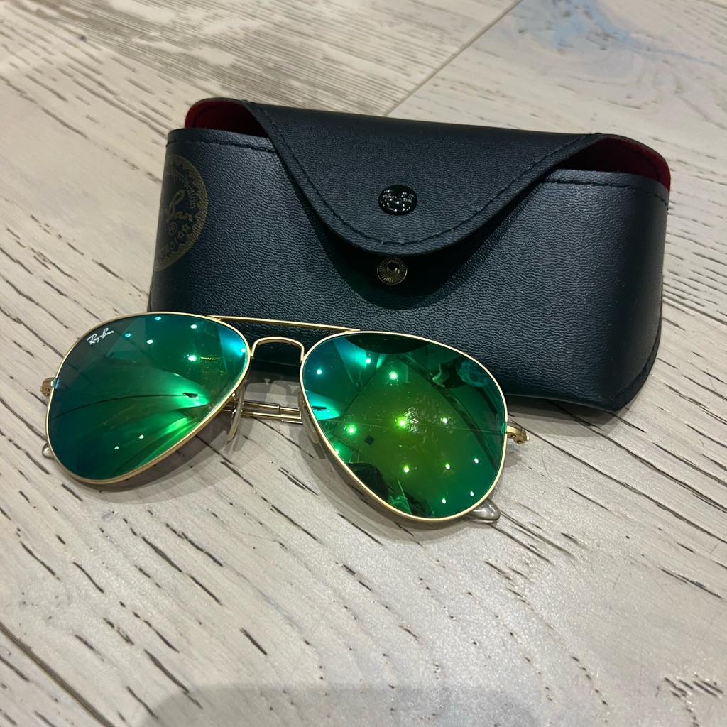 Green Mirrored Rayban Aviator Sunglasses
